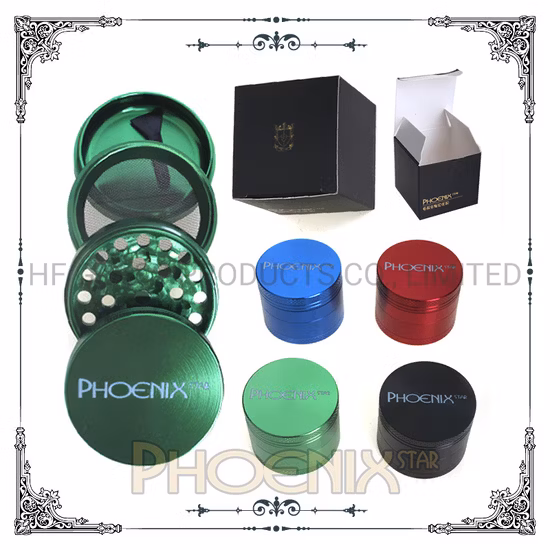 Phoenix Star Sleek Maximum-Strength Aircraft Grade Aluminum Stainless Steel Mesh Screen Filters Metal Smoking Accessories Wholesale Tobacco Herb Grinder
